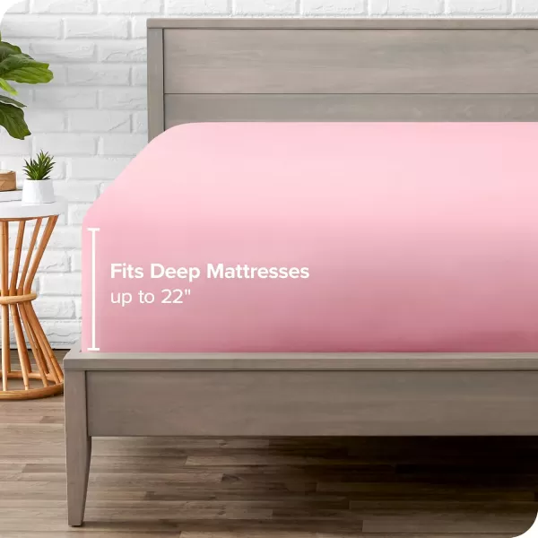 Bare Home Queen Fitted Sheet  Extra Deep Pocket Fitted Sheet  Premium 1800 Microfiber  UltraSoft Wrinkle Free  Queen Deep Pocket Bottom Sheets Queen  11quot to 22quot Pocket Grey13  Light Pink