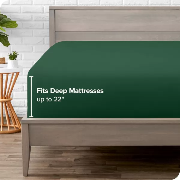Bare Home Queen Fitted Sheet  Extra Deep Pocket Fitted Sheet  Premium 1800 Microfiber  UltraSoft Wrinkle Free  Queen Deep Pocket Bottom Sheets Queen  11quot to 22quot Pocket Grey14  Forest Green