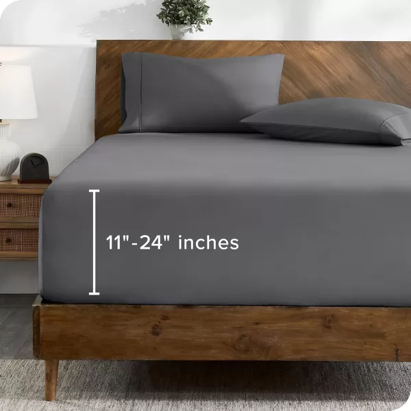 Bare Home Queen Fitted Sheet  Extra Deep Pocket Fitted Sheet  Premium 1800 Microfiber  UltraSoft Wrinkle Free  Queen Deep Pocket Bottom Sheets Queen  11quot to 22quot Pocket Grey03  Grey