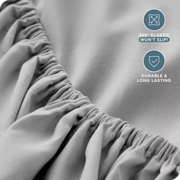 Bare Home Queen Fitted Sheet  Extra Deep Pocket Fitted Sheet  Premium 1800 Microfiber  UltraSoft Wrinkle Free  Queen Deep Pocket Bottom Sheets Queen  11quot to 22quot Pocket Grey04  Light Grey
