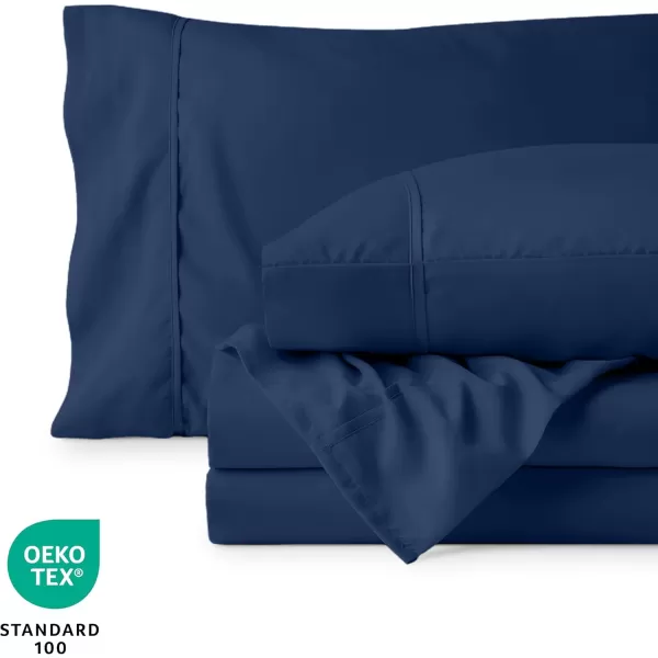 Bare Home Queen Sheet Set  22quot Deep Pockets  Luxury 1800 UltraSoft Microfiber Queen Bed Sheets  Double Brushed  Easy Fit  4 Piece Set  Bedding Sheets ampamp Pillowcases Queen Grey08  Dark Blue