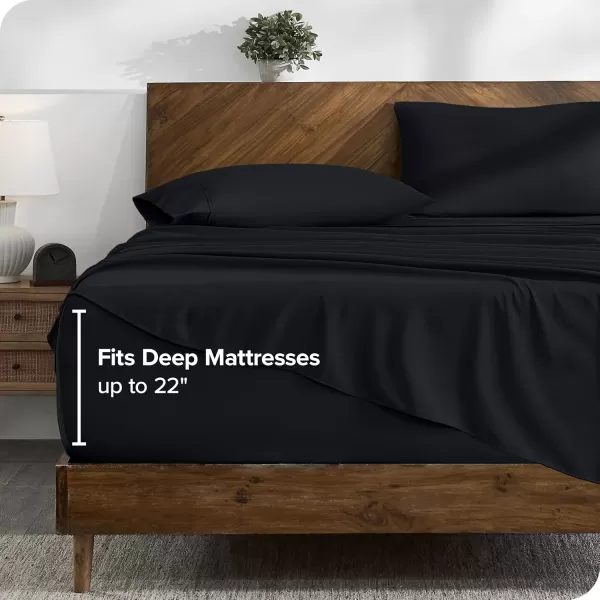 Bare Home Queen Sheet Set  22quot Deep Pockets  Luxury 1800 UltraSoft Microfiber Queen Bed Sheets  Double Brushed  Easy Fit  4 Piece Set  Bedding Sheets ampamp Pillowcases Queen Grey02  Black