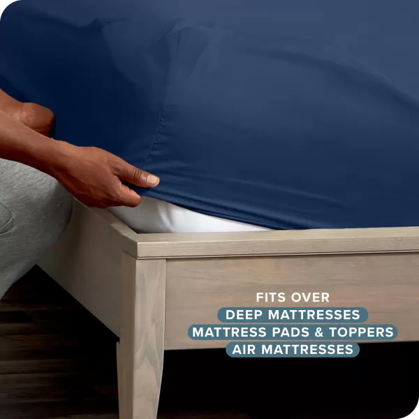 Bare Home Queen Sheet Set  22quot Deep Pockets  Luxury 1800 UltraSoft Microfiber Queen Bed Sheets  Double Brushed  Easy Fit  4 Piece Set  Bedding Sheets ampamp Pillowcases Queen Grey08  Dark Blue