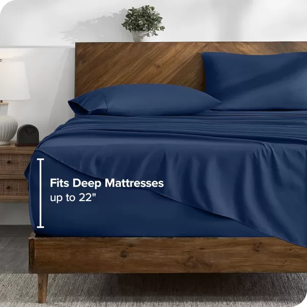 Bare Home Queen Sheet Set  22quot Deep Pockets  Luxury 1800 UltraSoft Microfiber Queen Bed Sheets  Double Brushed  Easy Fit  4 Piece Set  Bedding Sheets ampamp Pillowcases Queen Grey08  Dark Blue