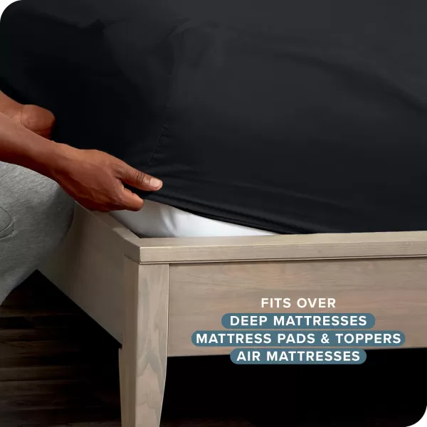 Bare Home Queen Sheet Set  22quot Deep Pockets  Luxury 1800 UltraSoft Microfiber Queen Bed Sheets  Double Brushed  Easy Fit  4 Piece Set  Bedding Sheets ampamp Pillowcases Queen Grey02  Black