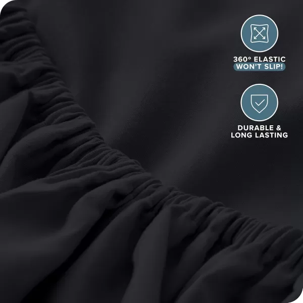 Bare Home Queen Sheet Set  22quot Deep Pockets  Luxury 1800 UltraSoft Microfiber Queen Bed Sheets  Double Brushed  Easy Fit  4 Piece Set  Bedding Sheets ampamp Pillowcases Queen Grey02  Black
