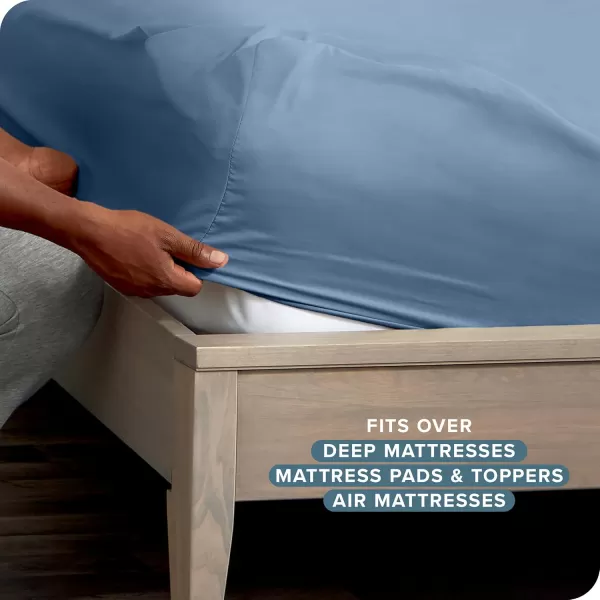 Bare Home Queen Sheet Set  22quot Deep Pockets  Luxury 1800 UltraSoft Microfiber Queen Bed Sheets  Double Brushed  Easy Fit  4 Piece Set  Bedding Sheets ampamp Pillowcases Queen Grey09  Coronet Blue