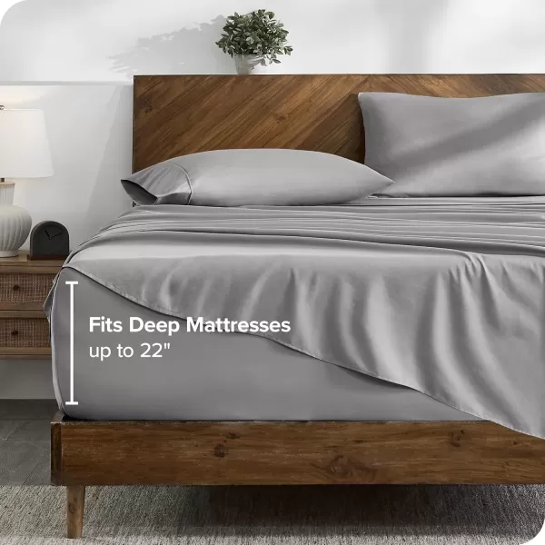 Bare Home Queen Sheet Set  22quot Deep Pockets  Luxury 1800 UltraSoft Microfiber Queen Bed Sheets  Double Brushed  Easy Fit  4 Piece Set  Bedding Sheets ampamp Pillowcases Queen Grey04  Light Grey