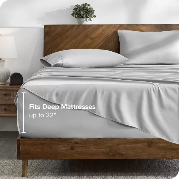 Bare Home Queen Sheet Set  22quot Deep Pockets  Luxury 1800 UltraSoft Microfiber Queen Bed Sheets  Double Brushed  Easy Fit  4 Piece Set  Bedding Sheets ampamp Pillowcases Queen Grey05  Cloud Grey