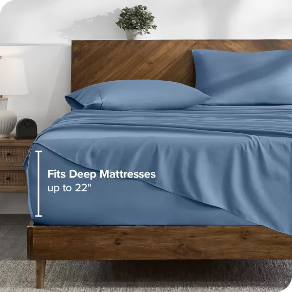Bare Home Queen Sheet Set  22quot Deep Pockets  Luxury 1800 UltraSoft Microfiber Queen Bed Sheets  Double Brushed  Easy Fit  4 Piece Set  Bedding Sheets ampamp Pillowcases Queen Grey09  Coronet Blue