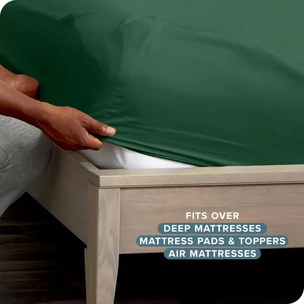 Bare Home Queen Sheet Set  22quot Deep Pockets  Luxury 1800 UltraSoft Microfiber Queen Bed Sheets  Double Brushed  Easy Fit  4 Piece Set  Bedding Sheets ampamp Pillowcases Queen Grey10  Forest Green