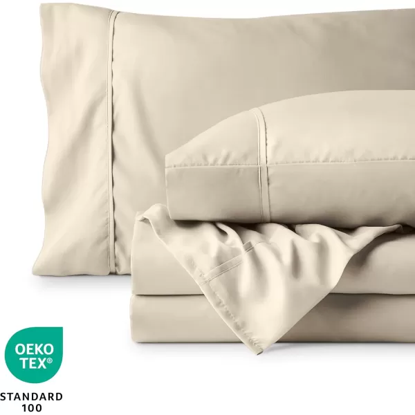 Bare Home Queen Sheet Set  22quot Deep Pockets  Luxury 1800 UltraSoft Microfiber Queen Bed Sheets  Double Brushed  Easy Fit  4 Piece Set  Bedding Sheets ampamp Pillowcases Queen Grey06  Sand