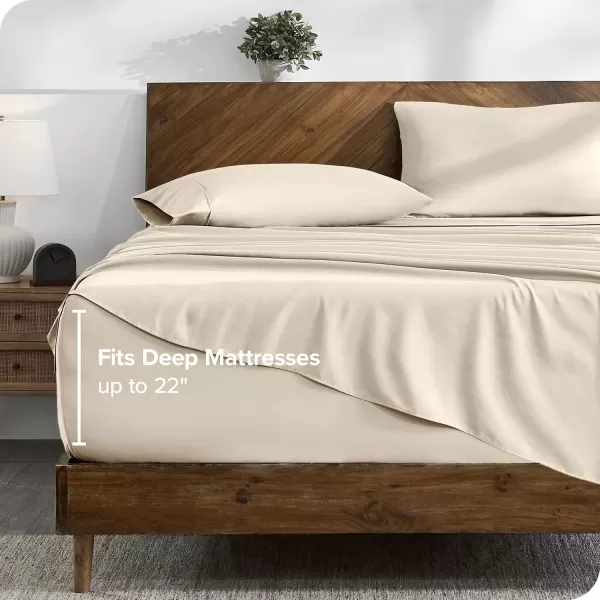 Bare Home Queen Sheet Set  22quot Deep Pockets  Luxury 1800 UltraSoft Microfiber Queen Bed Sheets  Double Brushed  Easy Fit  4 Piece Set  Bedding Sheets ampamp Pillowcases Queen Grey06  Sand