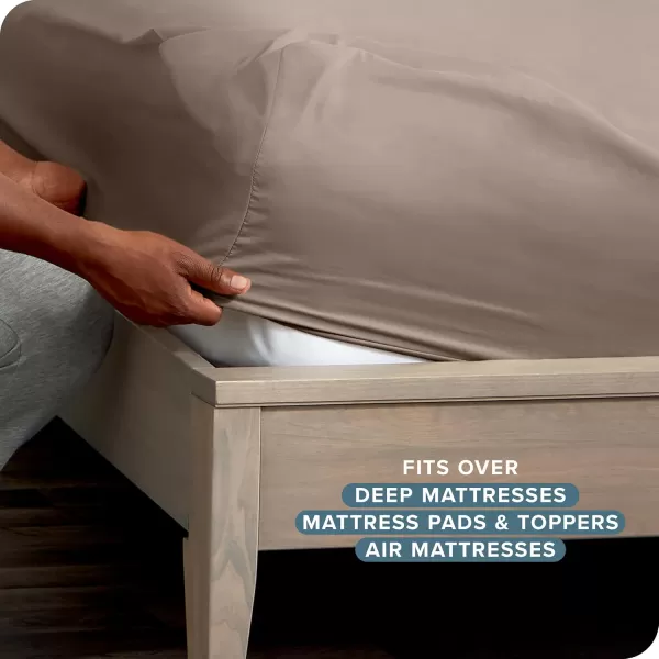 Bare Home Queen Sheet Set  22quot Deep Pockets  Luxury 1800 UltraSoft Microfiber Queen Bed Sheets  Double Brushed  Easy Fit  4 Piece Set  Bedding Sheets ampamp Pillowcases Queen Grey07  Taupe