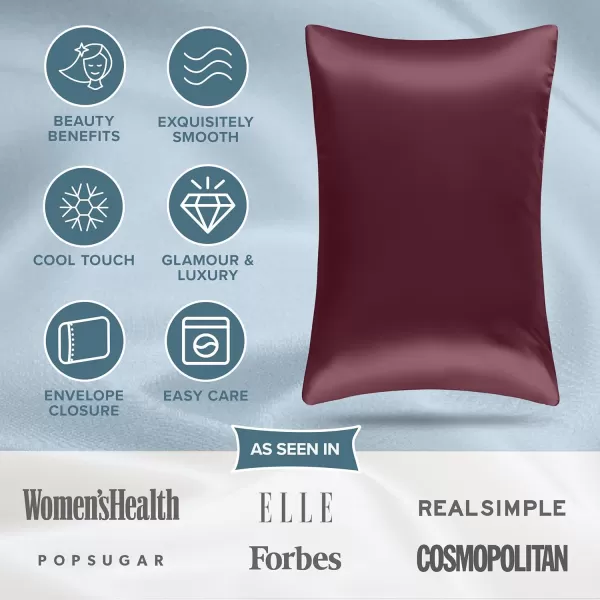 Bare Home Satin Pillowcases for Hair and Skin  2 Pack King 20x36  Luxury Pillowcases  Envelope Enclosure  Soft and Smooth Satin  Breathable  Similar to Silk White 2 Pack11  Burgundy