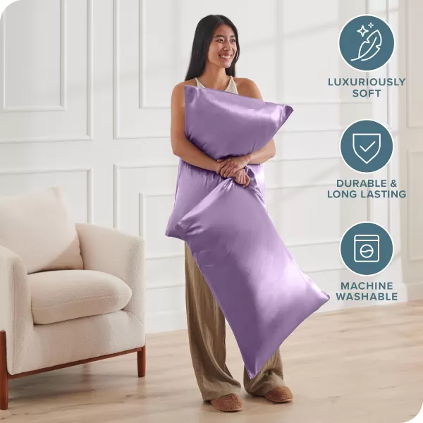 Bare Home Satin Pillowcases for Hair and Skin  2 Pack King 20x36  Luxury Pillowcases  Envelope Enclosure  Soft and Smooth Satin  Breathable  Similar to Silk White 2 Pack10  Lavender