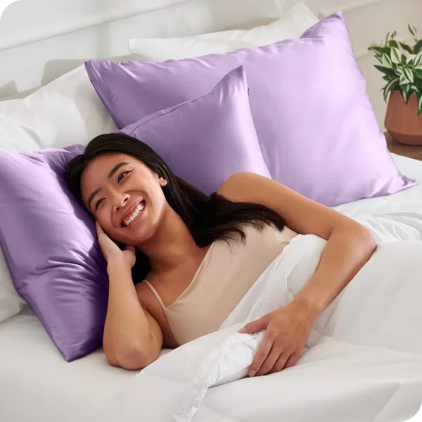 Bare Home Satin Pillowcases for Hair and Skin  2 Pack King 20x36  Luxury Pillowcases  Envelope Enclosure  Soft and Smooth Satin  Breathable  Similar to Silk White 2 Pack10  Lavender