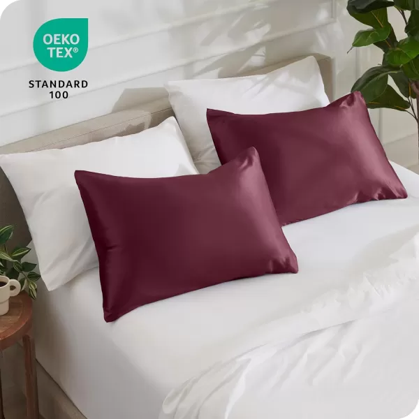 Bare Home Satin Pillowcases for Hair and Skin  2 Pack King 20x36  Luxury Pillowcases  Envelope Enclosure  Soft and Smooth Satin  Breathable  Similar to Silk White 2 Pack11  Burgundy