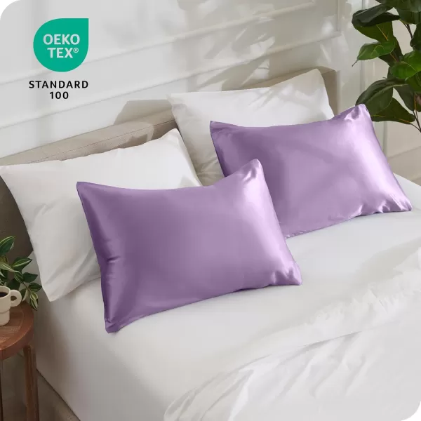 Bare Home Satin Pillowcases for Hair and Skin  2 Pack King 20x36  Luxury Pillowcases  Envelope Enclosure  Soft and Smooth Satin  Breathable  Similar to Silk White 2 Pack10  Lavender