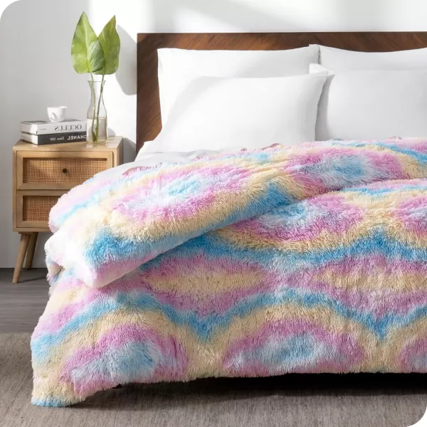 Bare Home Shaggy Fleece Duvet Cover TwinTwin Extra Long Size  Plush Duvet Cover  Super Soft ampamp Luxury  Hidden Zipper Closure  All Season Bedding Duvet Cover TwinTwin XL Dark BlueMulti Tiedye