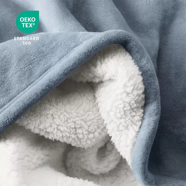 Bare Home Sherpa Fleece Blanket  ThrowTravel Blanket  Blanket for Bed Sofa Couch Camping and Travel  Warm ampamp Lightweight  Fluffy ampamp Soft Plush Blanket  Reversible ThrowTravel Oyster14  Light Blue