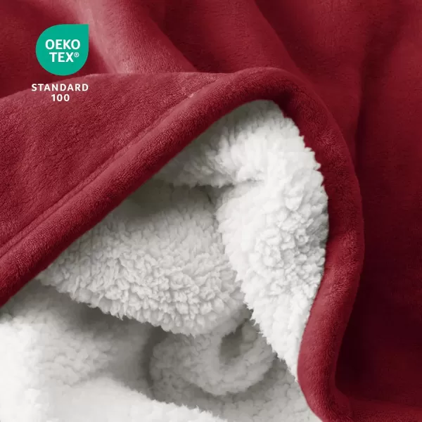 Bare Home Sherpa Fleece Blanket  ThrowTravel Blanket  Blanket for Bed Sofa Couch Camping and Travel  Warm ampamp Lightweight  Fluffy ampamp Soft Plush Blanket  Reversible ThrowTravel Oyster19  Red