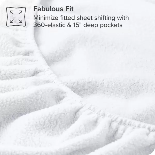 Bare Home Super Soft Fleece Fitted Sheet  Twin Extra Long Size  Extra Plush Polar Fleece NoPilling  Deep Pocket  All Season Cozy Warmth Twin XL White01  White