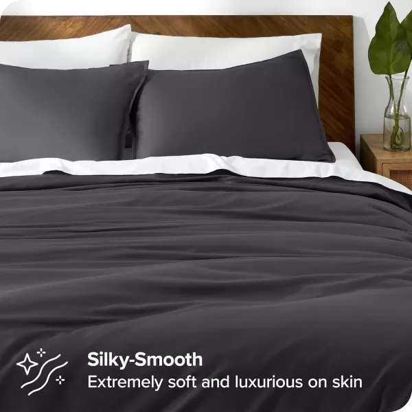 Bare Home Tencel Duvet Cover Set  Lyocell Derived from Eucalyptus  TwinTwin XL Size  Ultra Soft 2 Piece Bedding Duvet Cover ampamp Pillow Shams TwinTwin XL WhiteForged Iron Grey