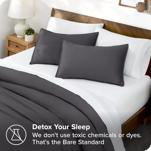 Bare Home Tencel Duvet Cover Set  Lyocell Derived from Eucalyptus  TwinTwin XL Size  Ultra Soft 2 Piece Bedding Duvet Cover ampamp Pillow Shams TwinTwin XL WhiteForged Iron Grey