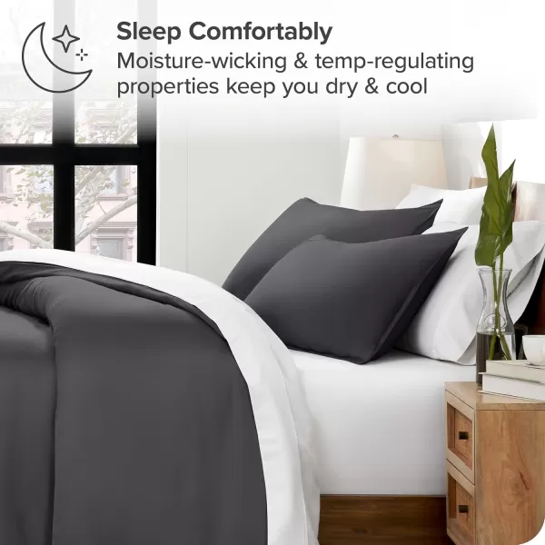 Bare Home Tencel Duvet Cover Set  Lyocell Derived from Eucalyptus  TwinTwin XL Size  Ultra Soft 2 Piece Bedding Duvet Cover ampamp Pillow Shams TwinTwin XL WhiteForged Iron Grey