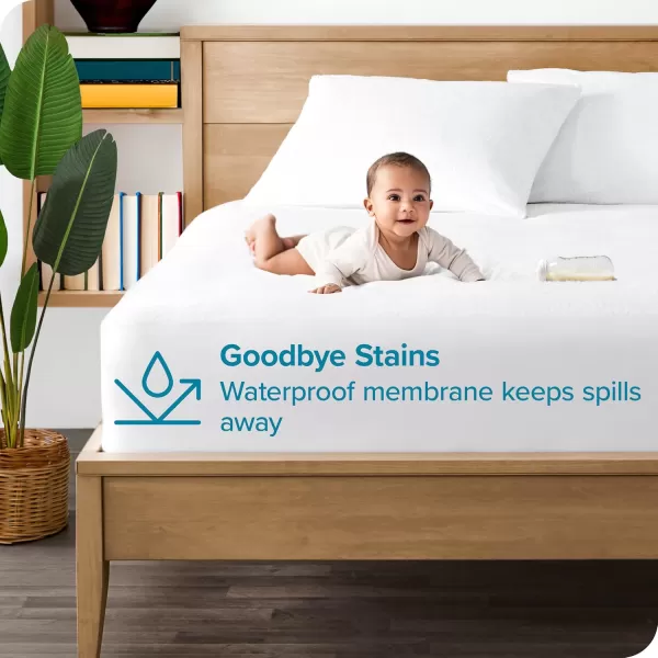 Bare Home Twin XL Waterproof Mattress Protector  39 in x 80 in White Vinyl FreeQueen