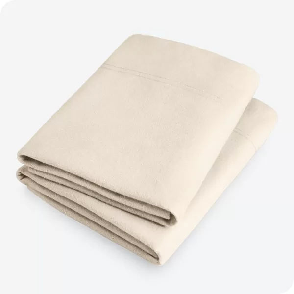 Bare Home Velvety Soft ampamp Cozy Flannel Pillowcases Set of 2  Double Brushed Heavyweight 100 Cotton  Grey04  Sand