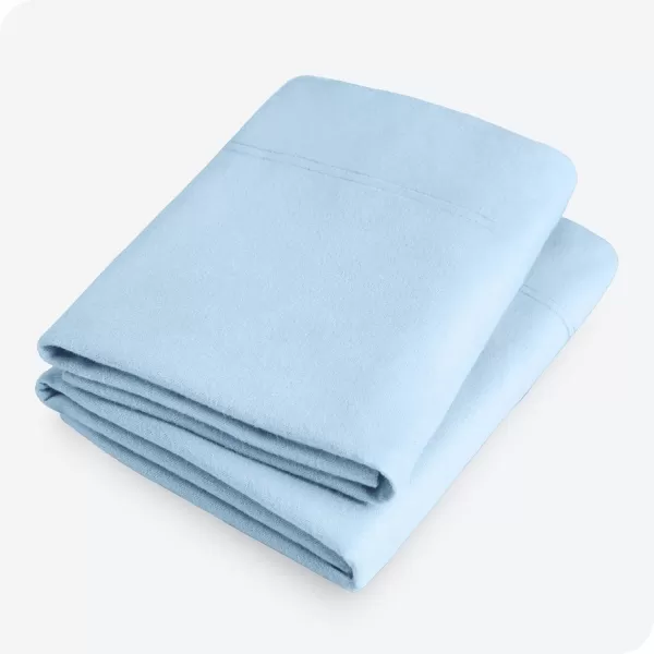 Bare Home Velvety Soft ampamp Cozy Flannel Pillowcases Set of 2  Double Brushed Heavyweight 100 Cotton  Grey06  Light Blue