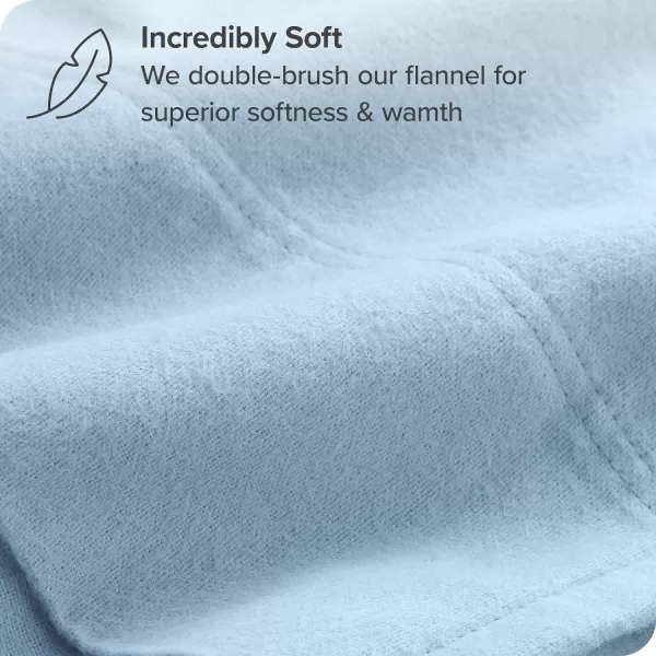 Bare Home Velvety Soft ampamp Cozy Flannel Pillowcases Set of 2  Double Brushed Heavyweight 100 Cotton  Grey06  Light Blue