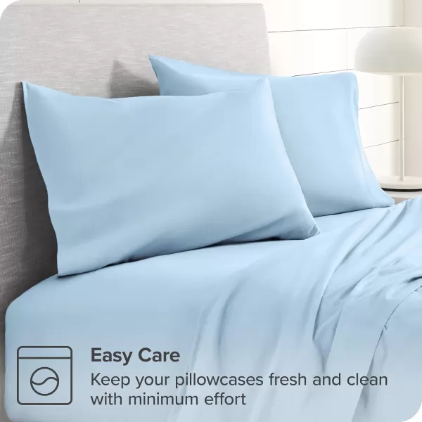 Bare Home Velvety Soft ampamp Cozy Flannel Pillowcases Set of 2  Double Brushed Heavyweight 100 Cotton  Grey06  Light Blue