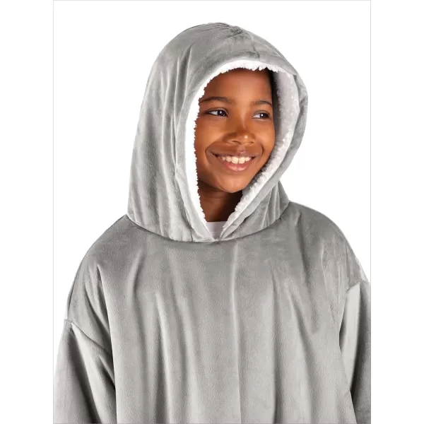 Bare Home Wearable Blanket Hoodie  Soft Plush Sherpa  Warm and Cozy  Oversized Wearable Blanket  Adult ampamp Kid Sizes01  Light Grey