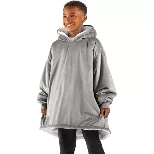 Bare Home Wearable Blanket Hoodie  Soft Plush Sherpa  Warm and Cozy  Oversized Wearable Blanket  Adult ampamp Kid Sizes01  Light Grey