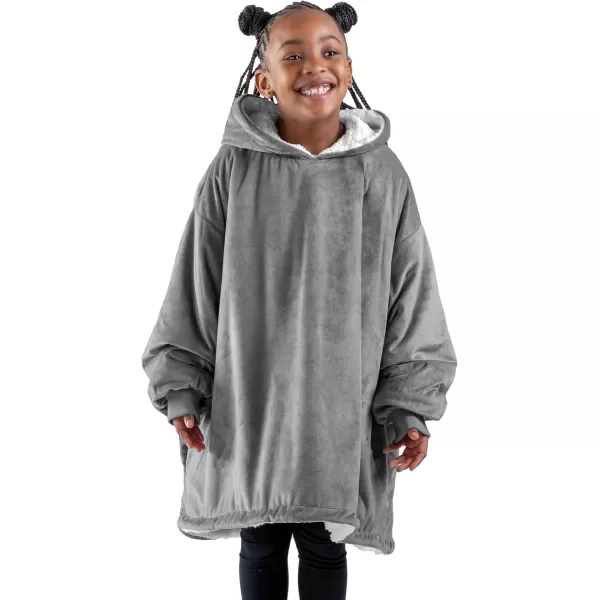 Bare Home Wearable Blanket Hoodie  Soft Plush Sherpa  Warm and Cozy  Oversized Wearable Blanket  Adult ampamp Kid Sizes02  Grey