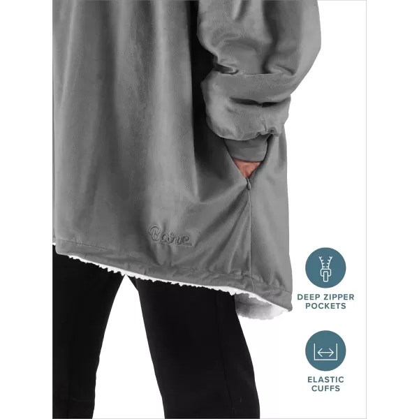 Bare Home Wearable Blanket Hoodie  Soft Plush Sherpa  Warm and Cozy  Oversized Wearable Blanket  Adult ampamp Kid Sizes02  Grey