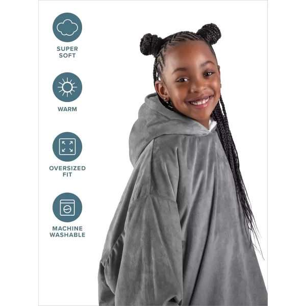 Bare Home Wearable Blanket Hoodie  Soft Plush Sherpa  Warm and Cozy  Oversized Wearable Blanket  Adult ampamp Kid Sizes02  Grey