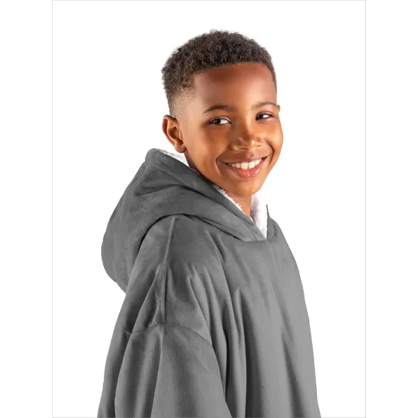 Bare Home Wearable Blanket Hoodie  Soft Plush Sherpa  Warm and Cozy  Oversized Wearable Blanket  Adult ampamp Kid Sizes02  Grey