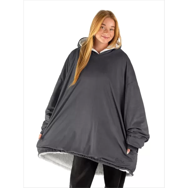 Bare Home Wearable Blanket Hoodie  Soft Plush Sherpa  Warm and Cozy  Oversized Wearable Blanket  Adult ampamp Kid Sizes03  Forged Iron Grey