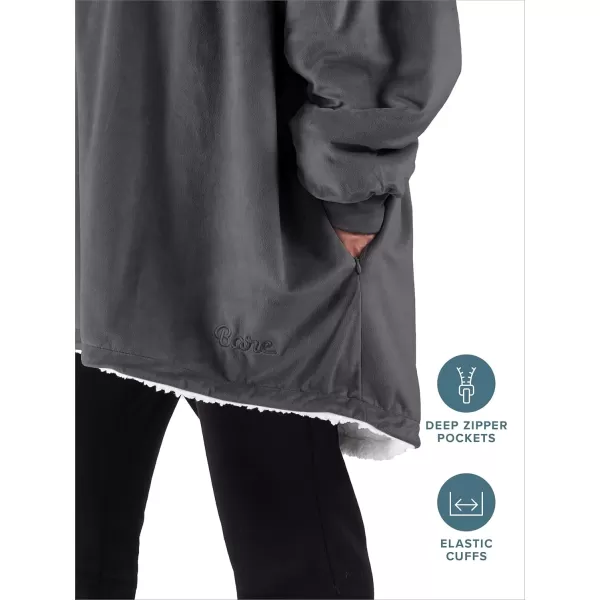 Bare Home Wearable Blanket Hoodie  Soft Plush Sherpa  Warm and Cozy  Oversized Wearable Blanket  Adult ampamp Kid Sizes03  Forged Iron Grey