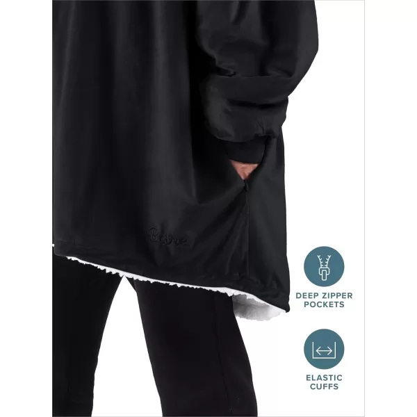 Bare Home Wearable Blanket Hoodie  Soft Plush Sherpa  Warm and Cozy  Oversized Wearable Blanket  Adult ampamp Kid Sizes04  Black