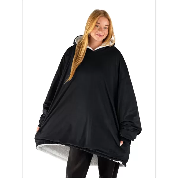 Bare Home Wearable Blanket Hoodie  Soft Plush Sherpa  Warm and Cozy  Oversized Wearable Blanket  Adult ampamp Kid Sizes04  Black