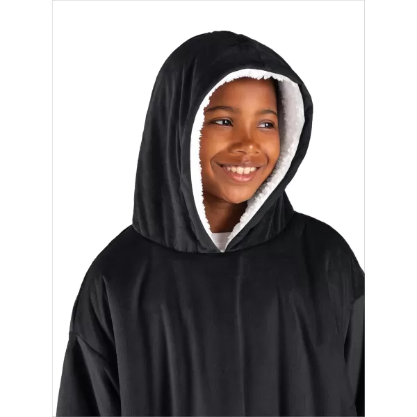 Bare Home Wearable Blanket Hoodie  Soft Plush Sherpa  Warm and Cozy  Oversized Wearable Blanket  Adult ampamp Kid Sizes04  Black