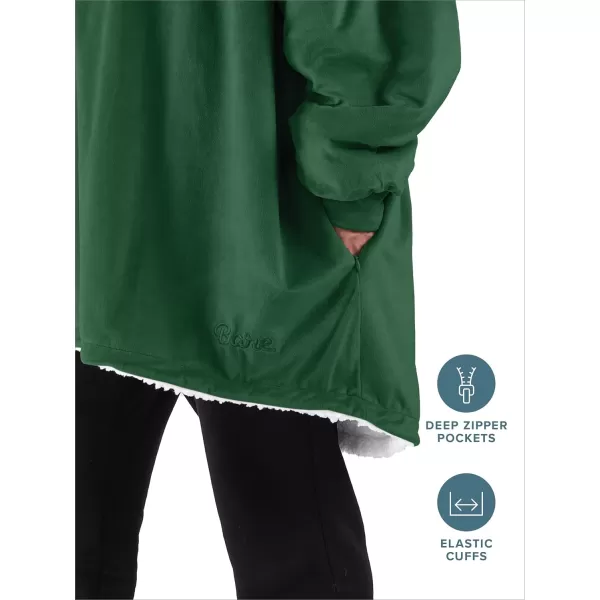 Bare Home Wearable Blanket Hoodie  Soft Plush Sherpa  Warm and Cozy  Oversized Wearable Blanket  Adult ampamp Kid Sizes06  Forest Green