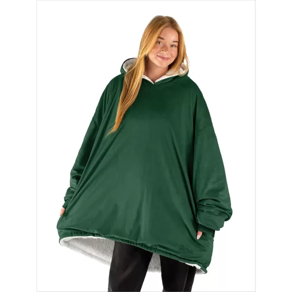 Bare Home Wearable Blanket Hoodie  Soft Plush Sherpa  Warm and Cozy  Oversized Wearable Blanket  Adult ampamp Kid Sizes06  Forest Green