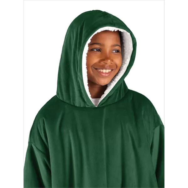 Bare Home Wearable Blanket Hoodie  Soft Plush Sherpa  Warm and Cozy  Oversized Wearable Blanket  Adult ampamp Kid Sizes06  Forest Green