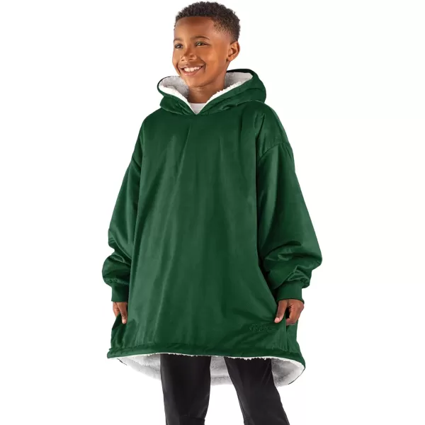 Bare Home Wearable Blanket Hoodie  Soft Plush Sherpa  Warm and Cozy  Oversized Wearable Blanket  Adult ampamp Kid Sizes06  Forest Green